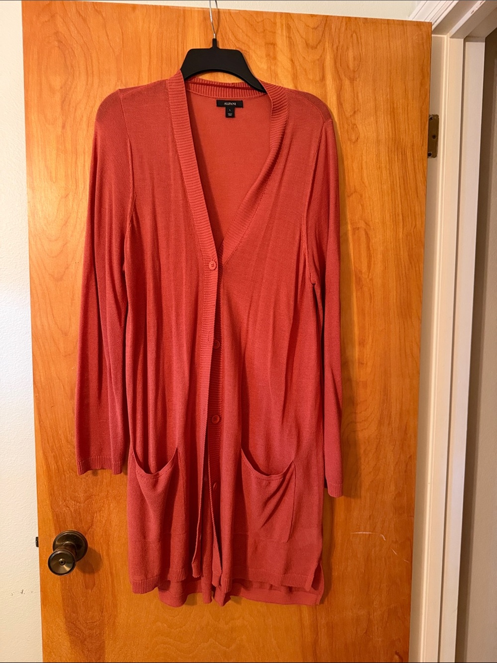 Alfani Rust Open-Front Long Cardigan